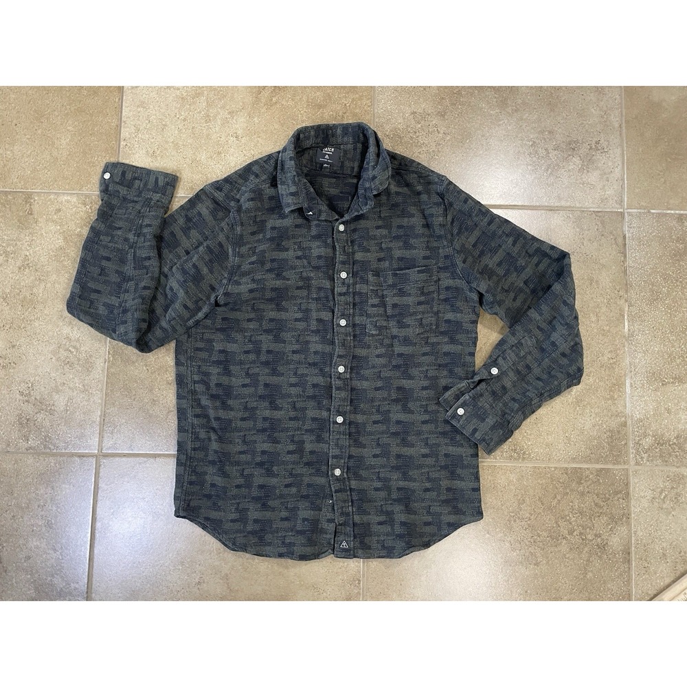 Catch Surfboard Mens Flannel Shirt Size L Green Pattern Button Up Long Sleeve